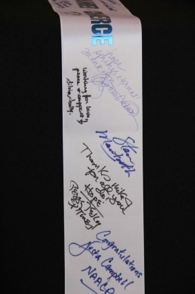 Picture of signatures written on the ribbon 